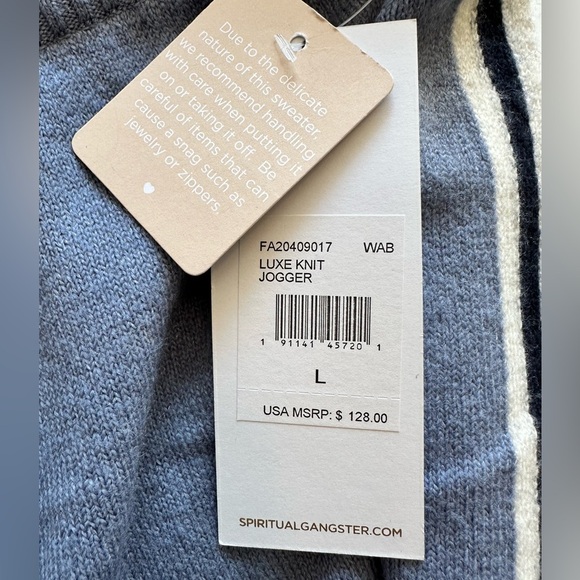 Spiritual Gangster NWT Luxe Knit Jogger Blue Size L - Picture 4 of 7